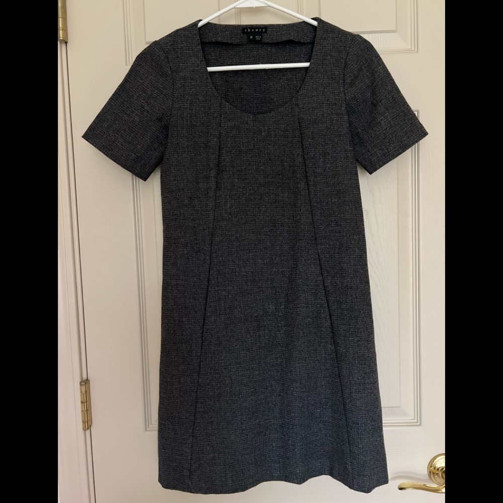 Theory Wool Sheath Dress, Gray, Size 0, Pre-owned